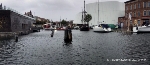 Das Hochwasser im Stralsunder Hafen bei seinem Höchststand