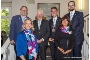 Empfang der Stralsunder Delegation, bestehend aus dem 2. Stellvertreter des Oberbürgermeisters, Heino Tanschus (r.), der Leiterin der Abteilung Planung und Denkmalpflege, Kirstin Gessert (2.v.r.) und der Leiterin der Abteilung Kultur und Öffentlichkeitsarbeit, Jeannine Wolle (2.v.l.) durch den Kieler Stadtpräsidenten Hans-Werner Tovar, den Oberbürgermeister Dr. Ulf Kämpfer (3.v.r.) sowie den Ratsherrn und Delegationsbetreuer Oliver Voigt (1.v.l.)